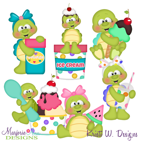 Turtles & Ice Cream SVG Cutting Files + Clipart - Click Image to Close